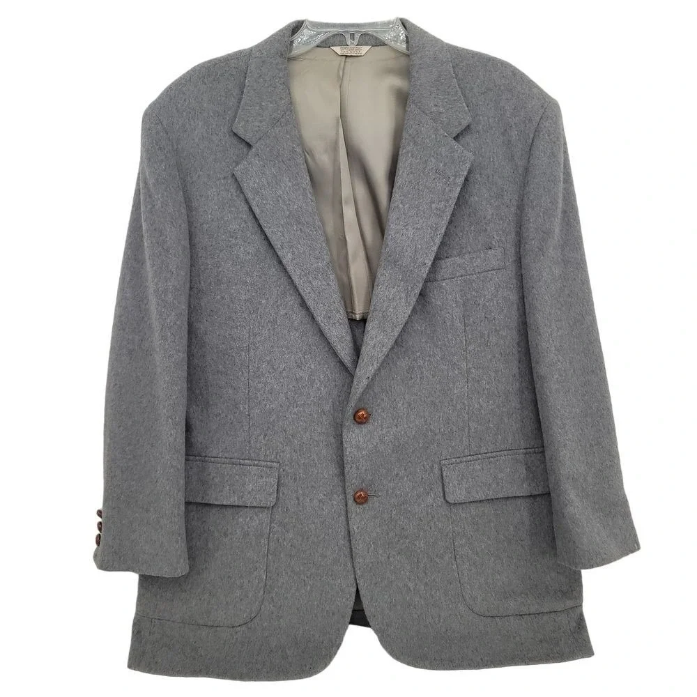 VTG Mainline Collection Men Sports Jacket Gray Wool Cashmere‎ Old Money Office